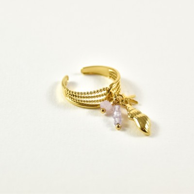 BAGUE COQUILLAGE ETOILE DE MER ACIER INOXYDABLE GOLD PETIT PRIX