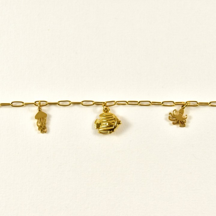 CHAINE DE CHEVILLE POISSON ACIER INOXYDABLE GOLD PETIT PRIX