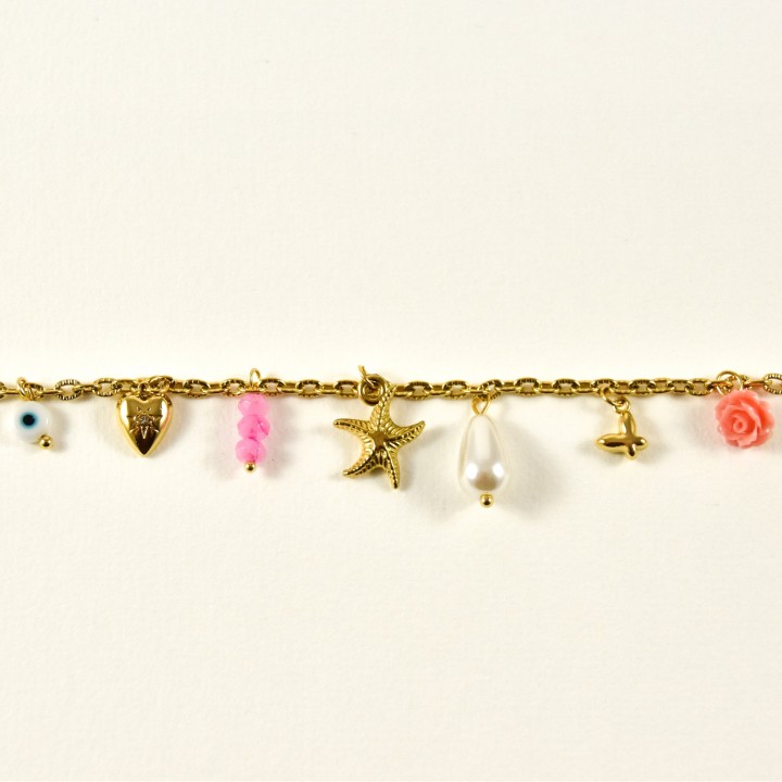 CHAINE DE CHEVILLE ETOILE DE MER ACIER INOXYDABLE GOLD PETIT PRIX