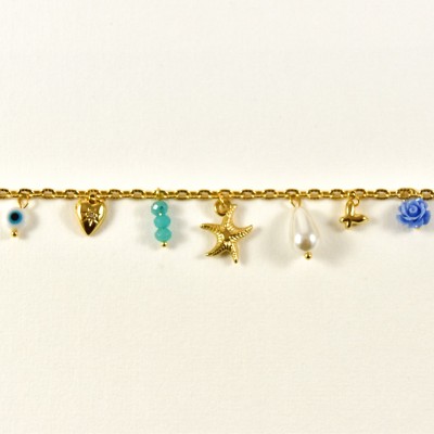 CHAINE DE CHEVILLE ETOILE DE MER ACIER INOXYDABLE GOLD PETIT PRIX