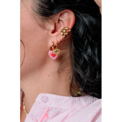 BOUCLES COEURS COLORES ACIER INOXYDABLE GOLD PETIT PRIX