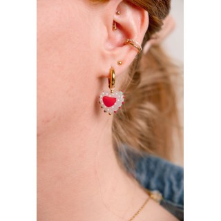 BOUCLES COEURS COLORES ACIER INOXYDABLE GOLD PETIT PRIX