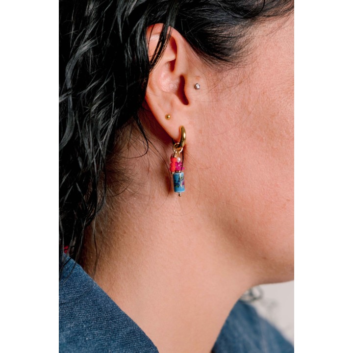 BOUCLES ANNEAUX ENTRELACES ACIER INOXYDABLE SILVER PETIT PRIX