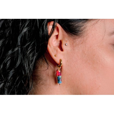 BOUCLES ANNEAUX ENTRELACES ACIER INOXYDABLE SILVER PETIT PRIX