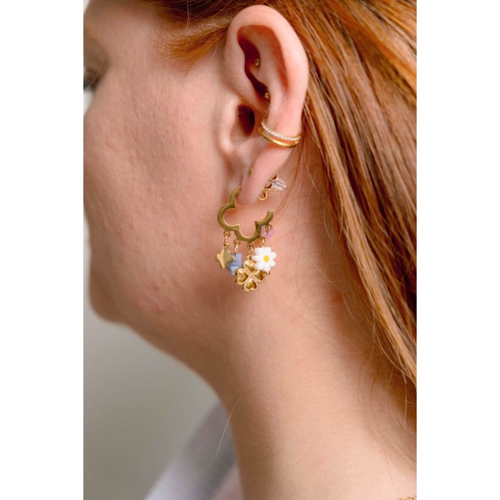 BOUCLES ANNEAUX ENTRELACES ACIER INOXYDABLE SILVER PETIT PRIX