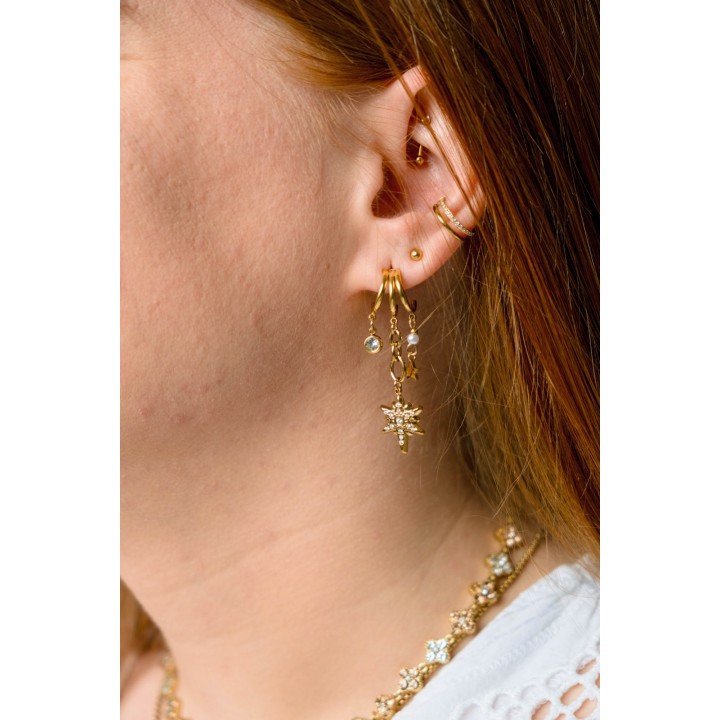 BOUCLES ANNEAUX ENTRELACES ACIER INOXYDABLE SILVER PETIT PRIX