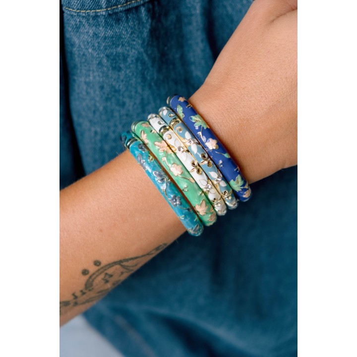 JONC FANTAISIE COULEUR BLEU ET MOTIFS FLORAUX PETIT PRIX