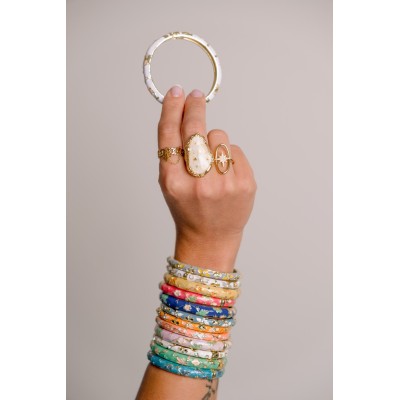 JONC FANTAISIE COULEUR BLANC ET GRIS ET MOTIFS FLORAUX PETIT PRIX