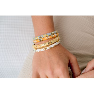 BRACELET PERLES GRIS METALLISE MEDAILLON ACIER INOX GOLD PETIT PRIX