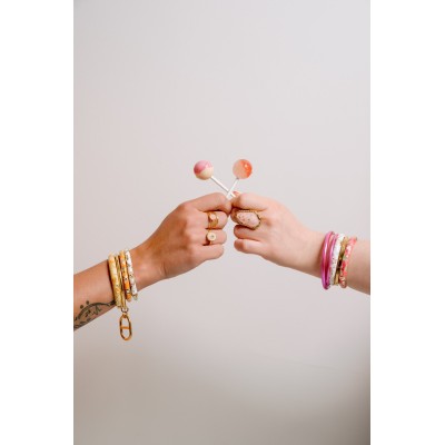 BAGUE RONDE MARTELEE ACIER INOXYDABLE GOLD PETIT PRIX