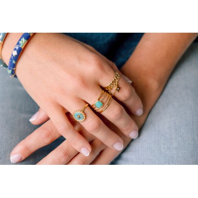 BAGUE RONDE MARTELEE ACIER INOXYDABLE GOLD PETIT PRIX
