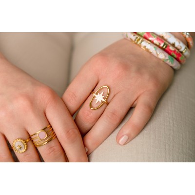 BAGUE RONDE MARTELEE ACIER INOXYDABLE GOLD PETIT PRIX