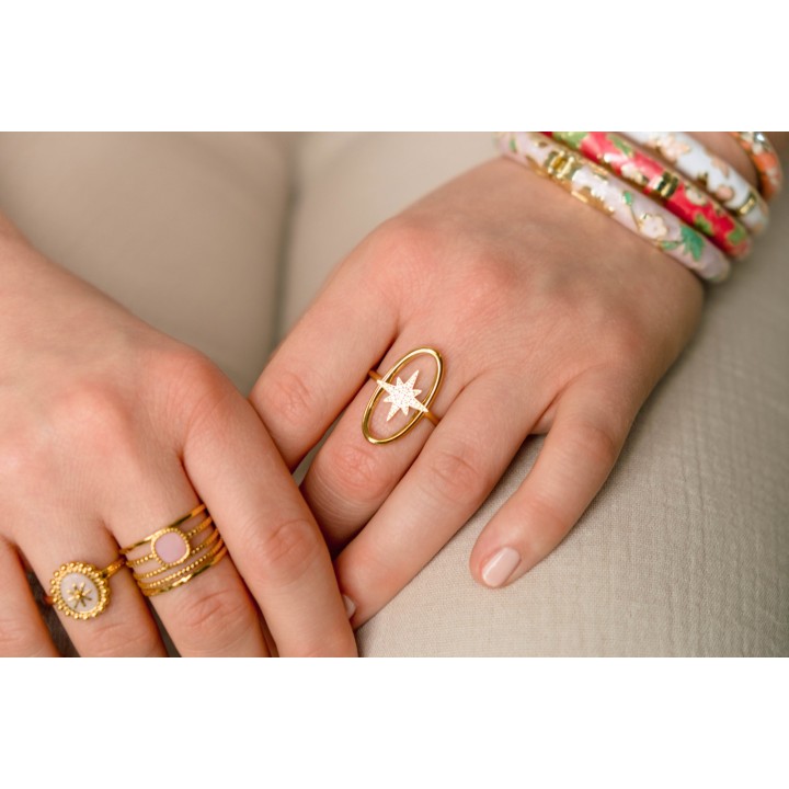BAGUE RONDE MARTELEE ACIER INOXYDABLE GOLD PETIT PRIX