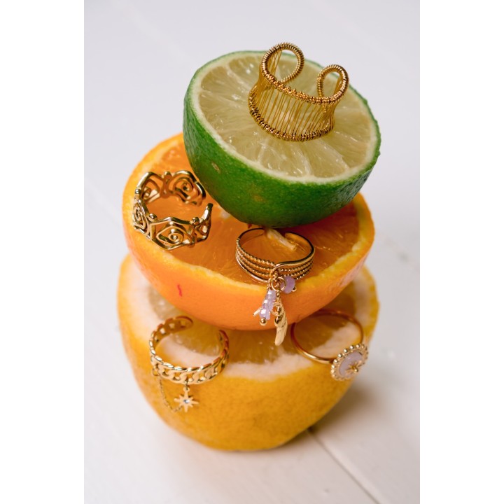 BAGUE COQUILLAGE ETOILE DE MER ACIER INOXYDABLE GOLD PETIT PRIX
