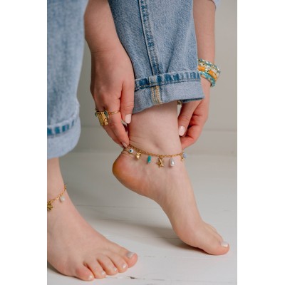 CHAINE DE CHEVILLE ETOILE DE MER ACIER INOXYDABLE GOLD PETIT PRIX