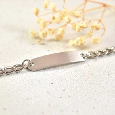 GOURMETTE HOMME  MEDAILLE PERSONNALISABLE ACIER INOX SILVER