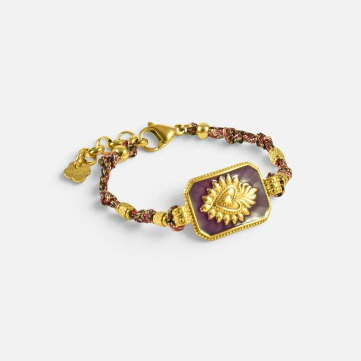 Bracelet Clémence Violet & Cœur Ex-Voto | Brin de Cuivre