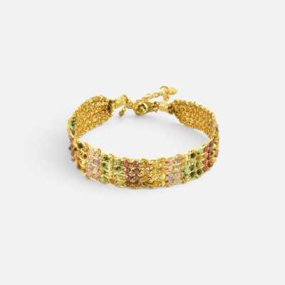 Bracelet Manchette Eugénie Pierres fines mutlicolores | Brin de Cuivre