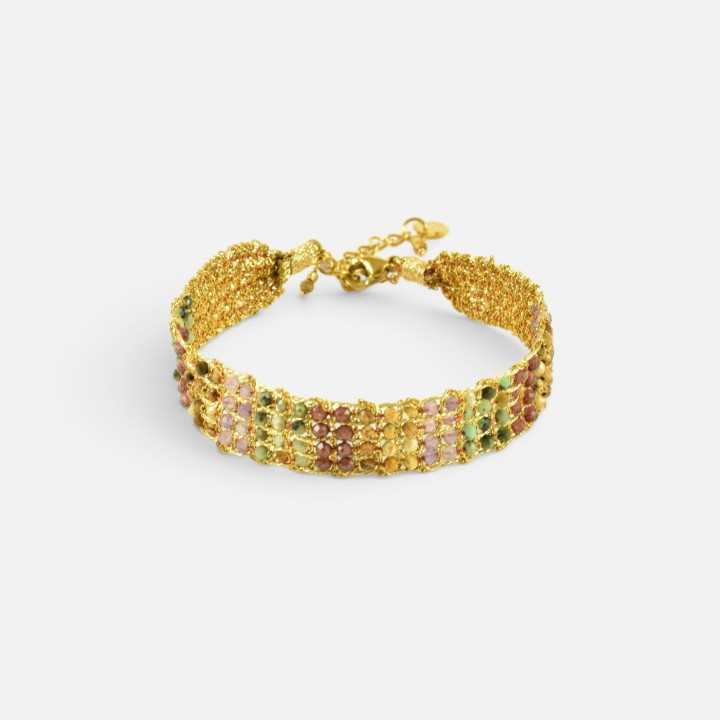 Bracelet Manchette Eugénie Pierres fines mutlicolores | Brin de Cuivre