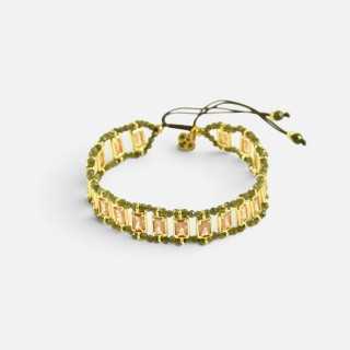Bracelet Multirang Adèle Vert & Doré Pierres Fines | Brin de Cuivre