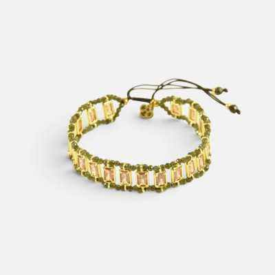 Bracelet Multirang Adèle Vert & Doré Pierres Fines | Brin de Cuivre