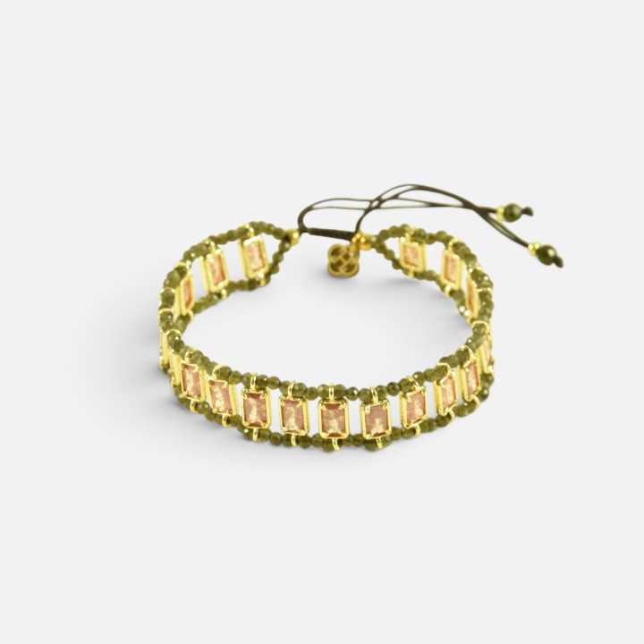 Bracelet Multirang Adèle Vert & Doré Pierres Fines | Brin de Cuivre