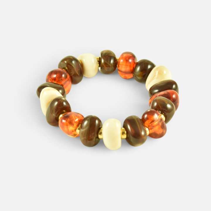 Bracelet Pastilles Ivoire & Ambrées Célestine | Brin de Cuivre
