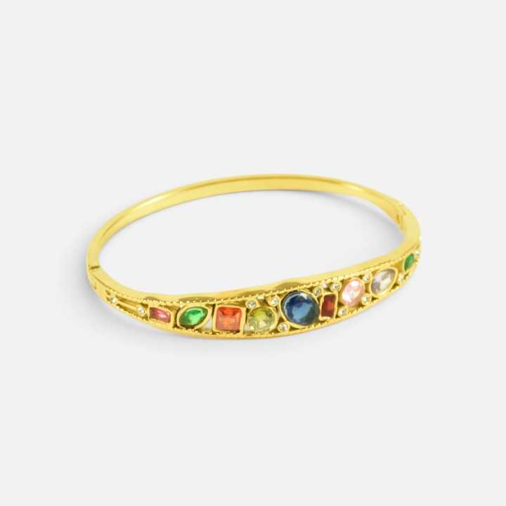 Jonc Rigide Doré Pierres Multicolores Hélène | Brin de Cuivre