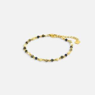 Bracelet Fin Perles Bleues & Crème Margaux Doré | Brin de Cuivre