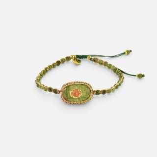 Bracelet Cordon Vert Cœur Orange Elodie | Brin de Cuivre