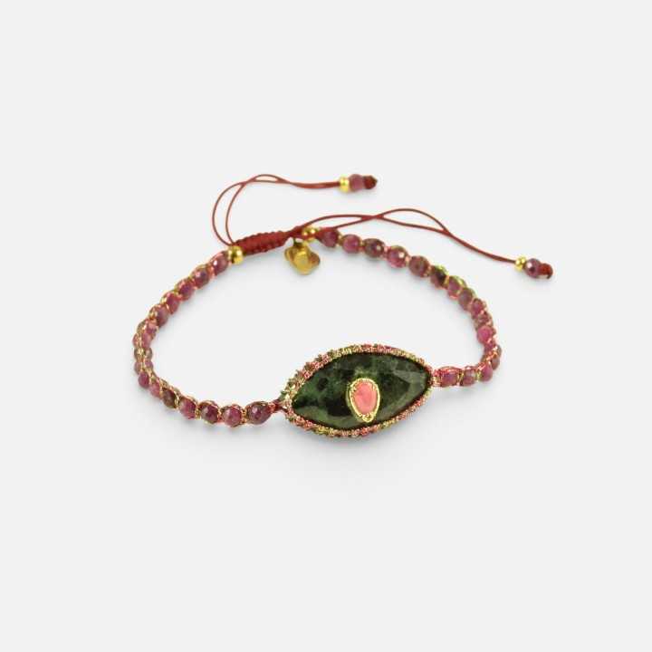 Bracelet Cordon Tressé Cabochon Vert Ambre | Brin de Cuivre