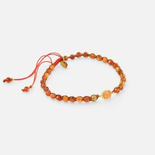 Bracelet Cordon Rouge & Pierres Orangées Philippine | Brin de Cuivre