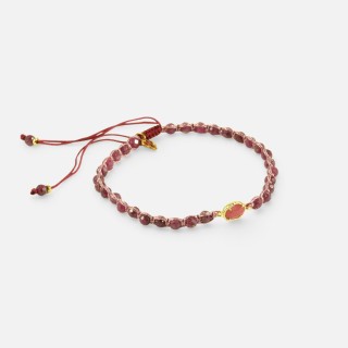 Bracelet Cordon Rose & Pierres Magenta Sibylle | Brin de Cuivre