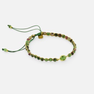 Bracelet Cordon Vert & Tourmalines Lucile | Brin de Cuivre