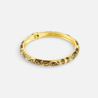 Bracelet Jonc Ouvrant Acier & Émail Brun Camélia | Brin de Cuivre
