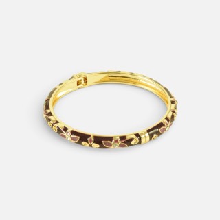 Bracelet Jonc Ouvrant Émail Prune Rose | Brin de Cuivre