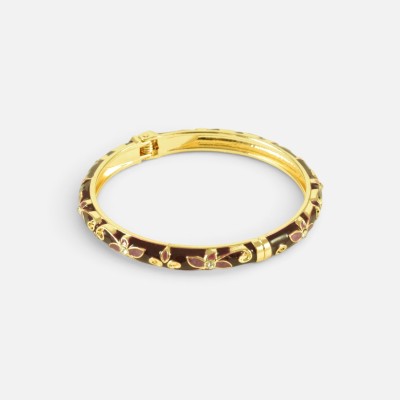 Bracelet Jonc Ouvrant Émail Prune Rose | Brin de Cuivre
