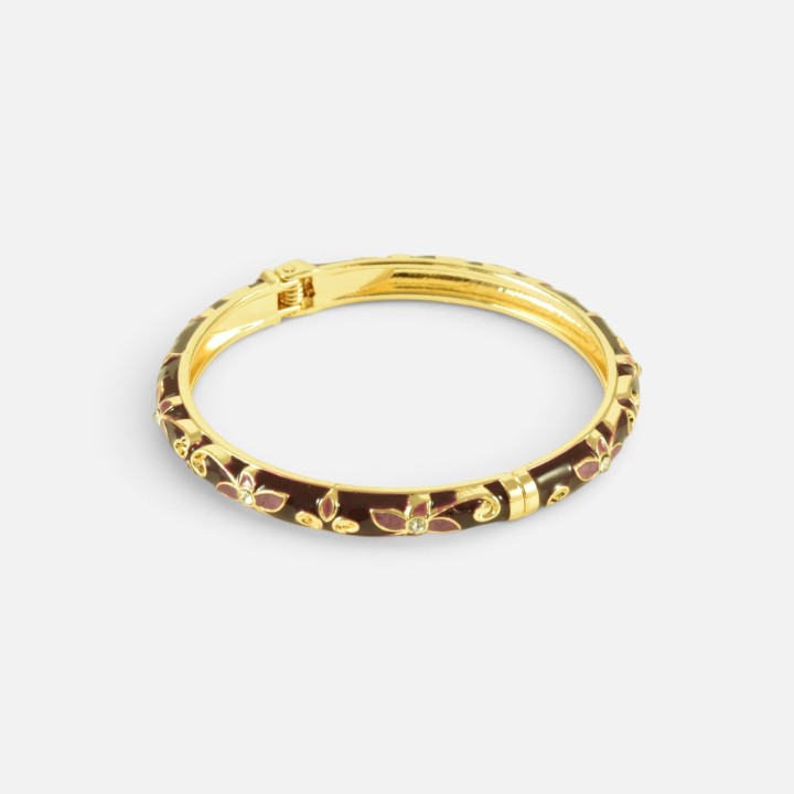 Bracelet Jonc Ouvrant Émail Prune Rose | Brin de Cuivre