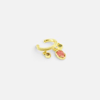 Bague d'oreille Naomie Rose et Vert Laiton Doré | Brin de Cuivre