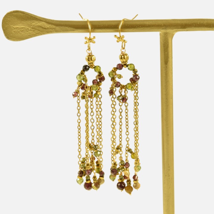 Boucles d'oreilles Cascades Solange Péridot & Tourmaline | Brin de Cui