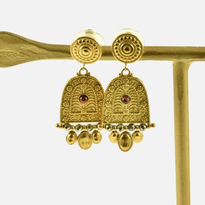 Boucles d'oreilles Orientales Thaïs Grenat & Acier Inoxydable