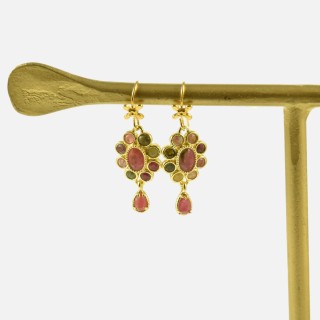 Boucles d'oreilles Rosace Madeleine Pierres Multicolore Brin de Cuivre