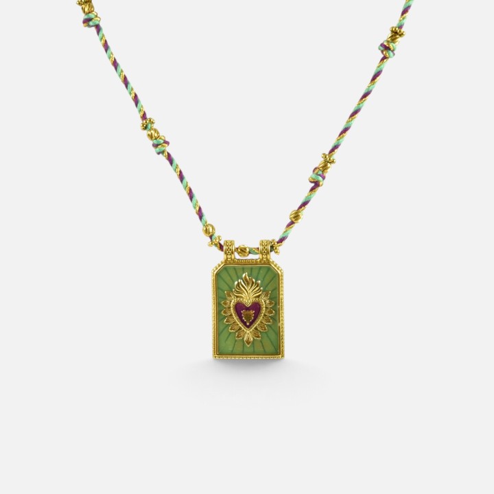 Collier Cœur Noémie Tressé & Acier Doré | Brin de Cuivre