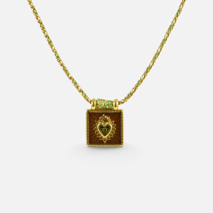 Collier Cœur Julie Terracotta & Acier Inoxydable Doré | Brin de Cuivre