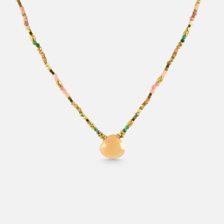Collier Goutte Quartz Rose Clarisse & Acier Doré Brin de Cuivre