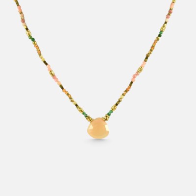 Collier Goutte Quartz Rose Clarisse & Acier Doré Brin de Cuivre