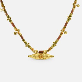 Collier Goutte Tourmaline Verte Constance & Acier Doré Brin de Cuivre