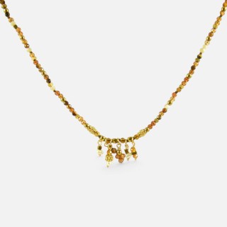Collier Pampilles Ambrées Salomé & Acier Doré Brin de Cuivre