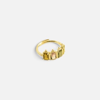 Bague Clémence Tourmaline Multicolore Laiton Doré | Brin de Cuivre
