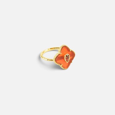 Bague Trèfle Juliette Cornaline Laiton Doré | Brin de Cuivre